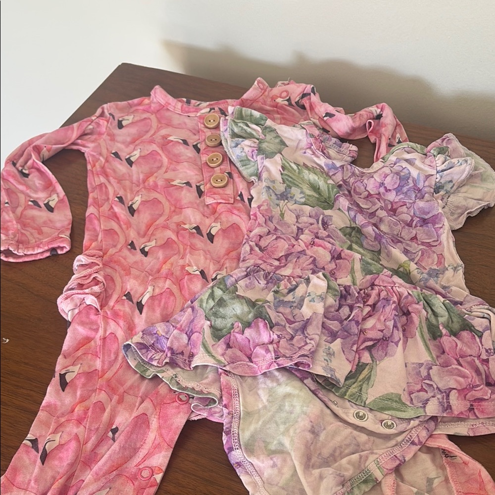Floral and Flamingo Kids Bodysuit Set